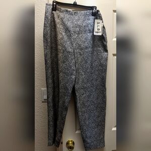 100% Shantung silk ladies pants, lined, Black & White, Size 14